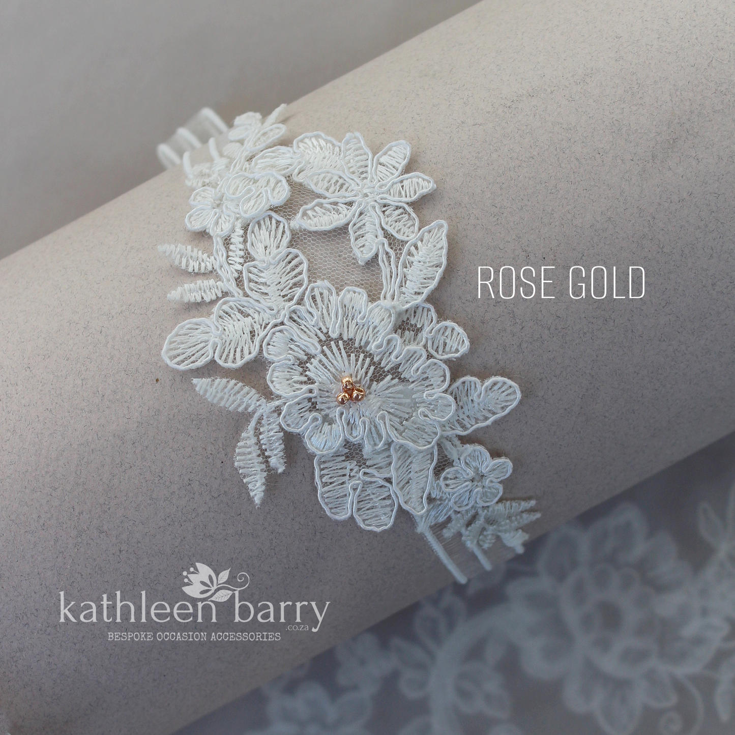 Shayna heirloom garter set (or individually) - pale ivory with Rose gold, gold or silver detail  - FROM: