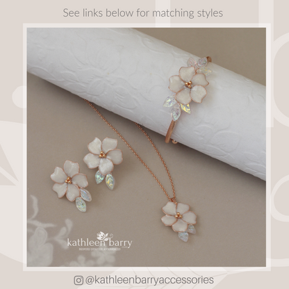Varusha Flower leaf stud earrings, - assorted custom colors to order available in Gold, silver or rose gold finish