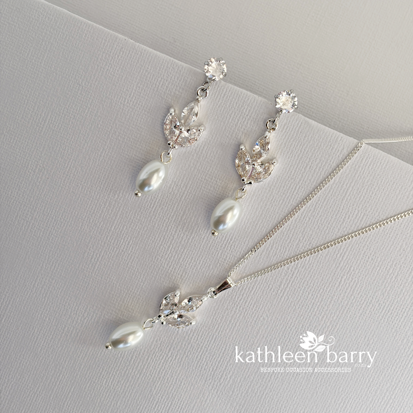 Pearl Drop Bridal Earrings with Marquise Cubic