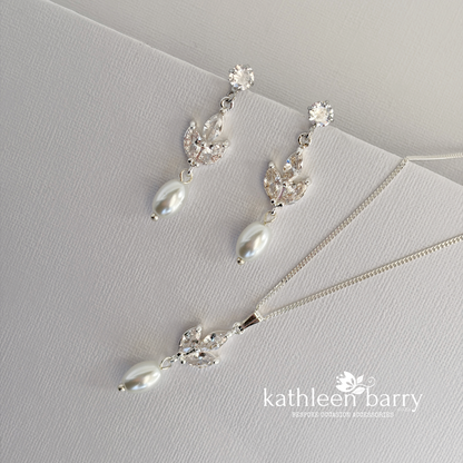 Pearl Drop Bridal Earrings with Marquise Cubic