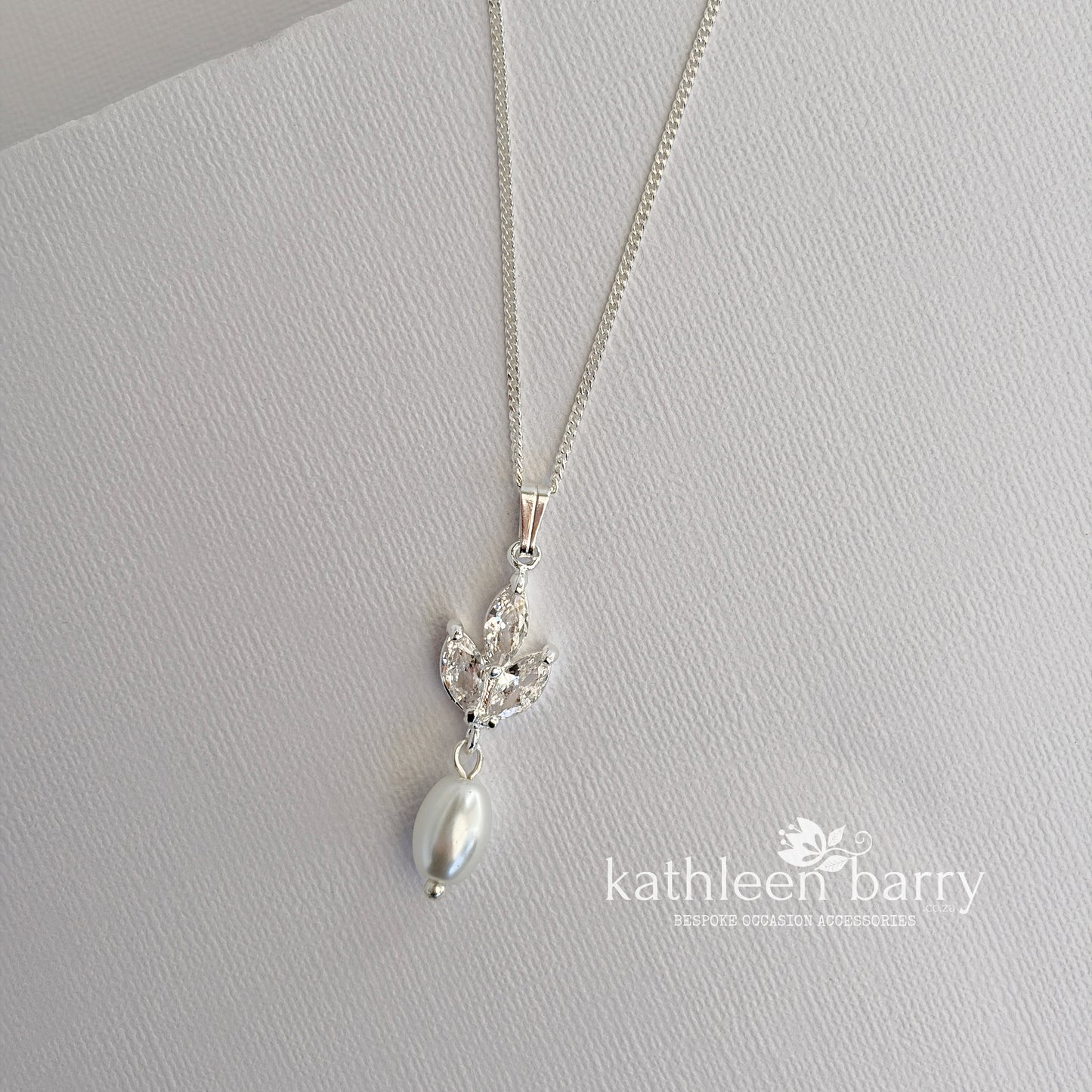 Pearl Pendant Necklace with Marquise Cubic Zirconia