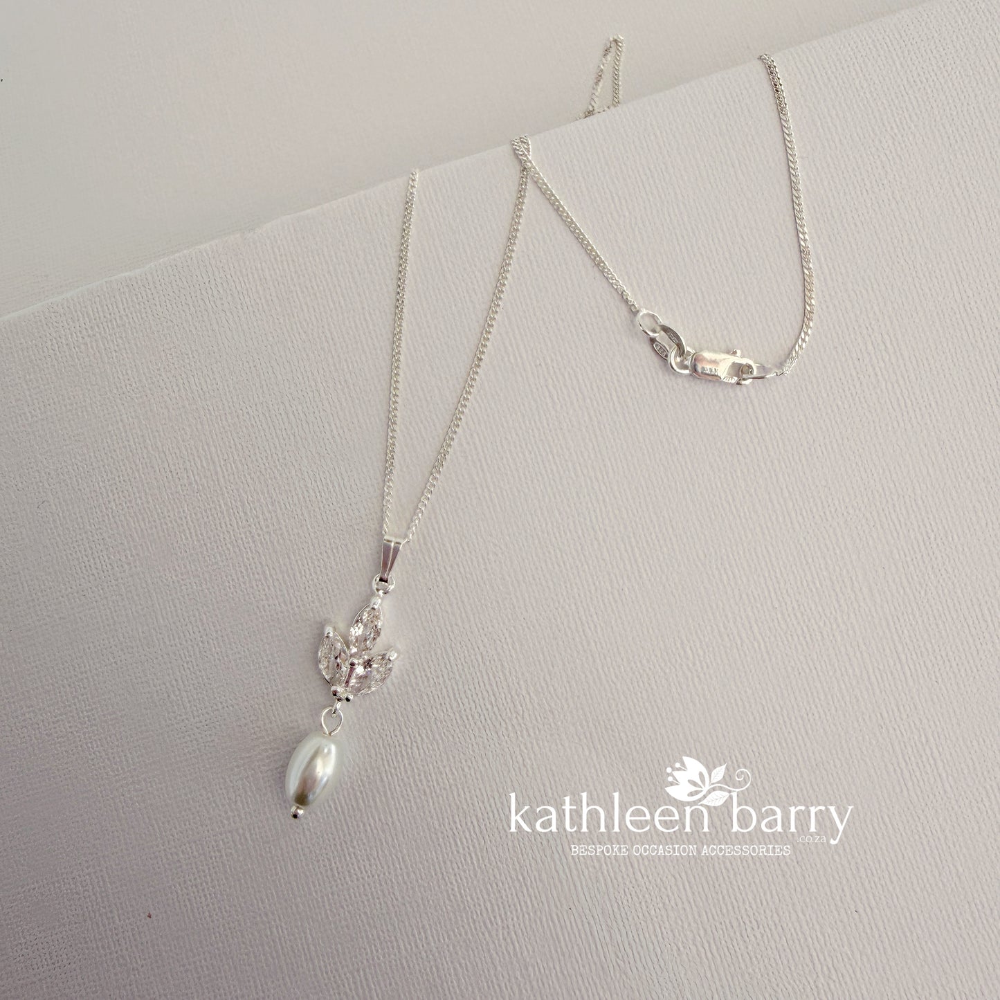 Pearl Pendant Necklace with Marquise Cubic Zirconia