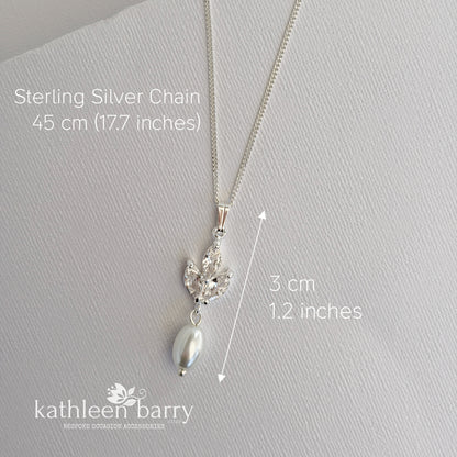 Pearl Pendant Necklace with Marquise Cubic Zirconia