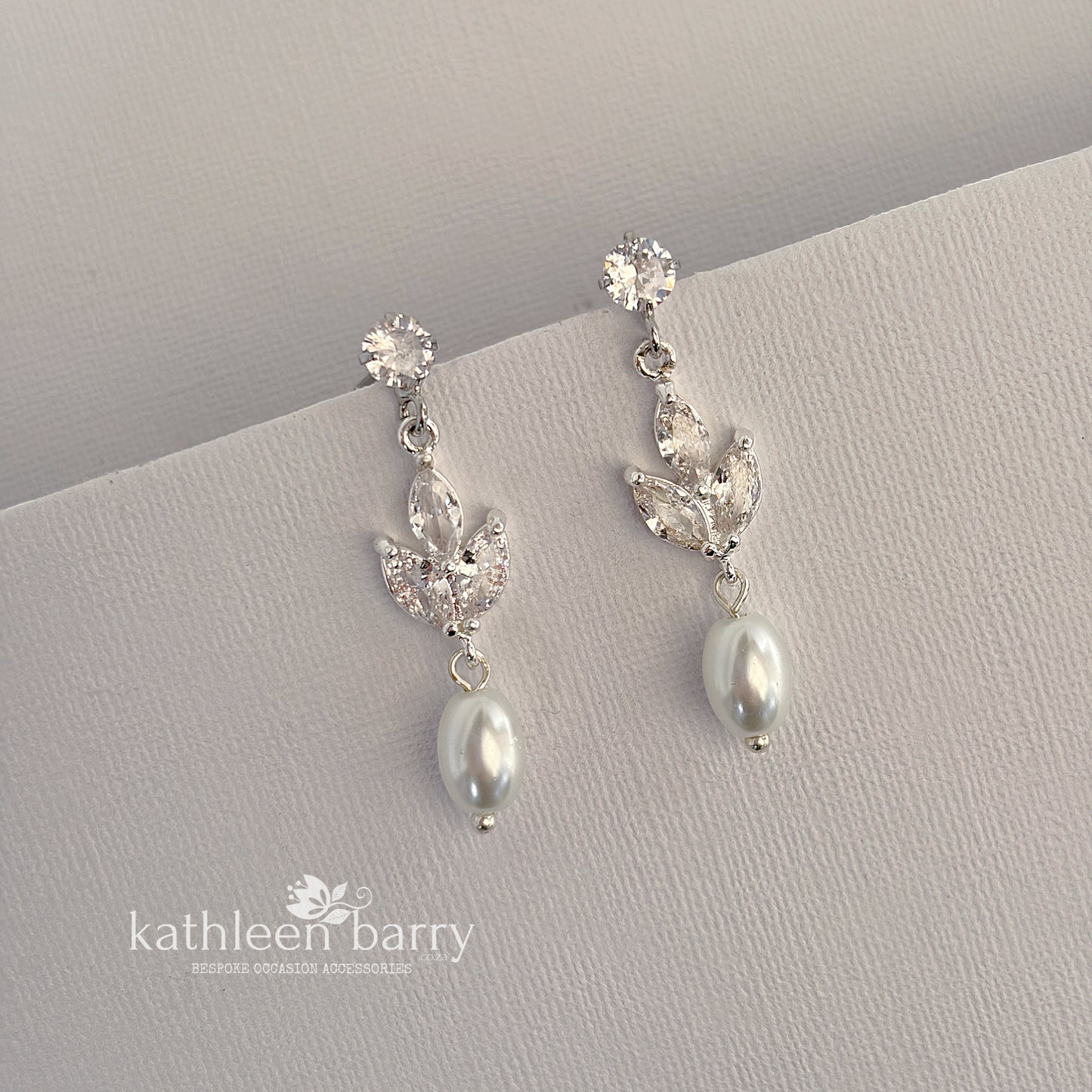Pearl Drop Bridal Earrings with Marquise Cubic