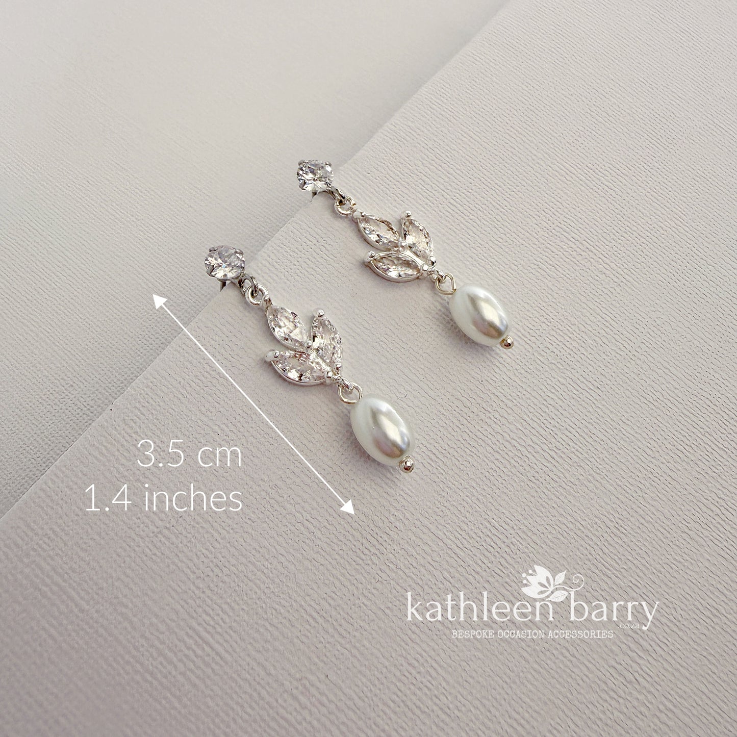 Pearl Drop Bridal Earrings with Marquise Cubic