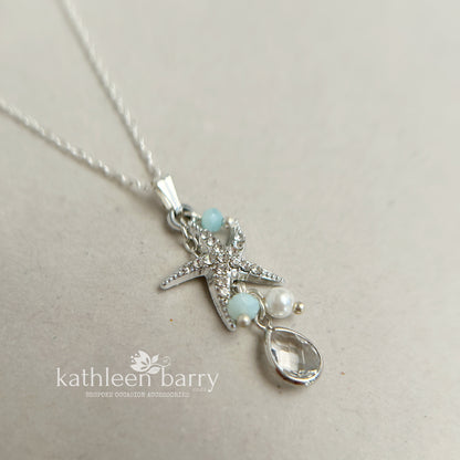 Starfish simple chain necklace pendent beach destination wedding jewelry - assorted colors available
