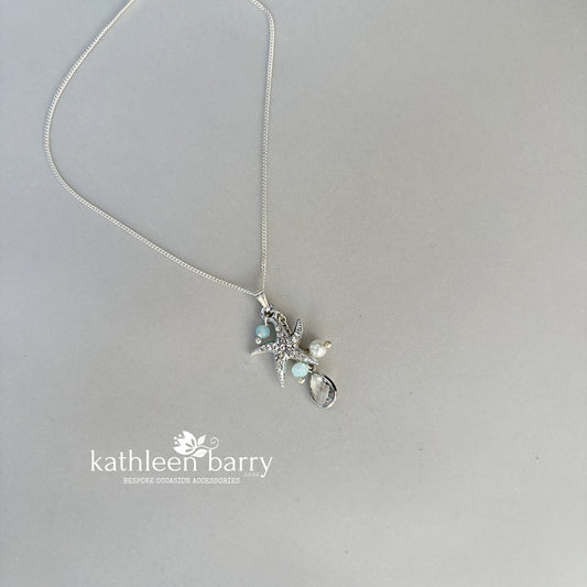 Starfish simple chain necklace pendent beach destination wedding jewelry - assorted colors available