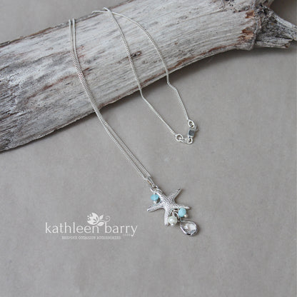 Starfish simple chain necklace pendent beach destination wedding jewelry - assorted colors available