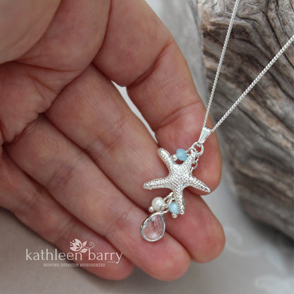 Starfish simple chain necklace pendent beach destination wedding jewelry - assorted colors available