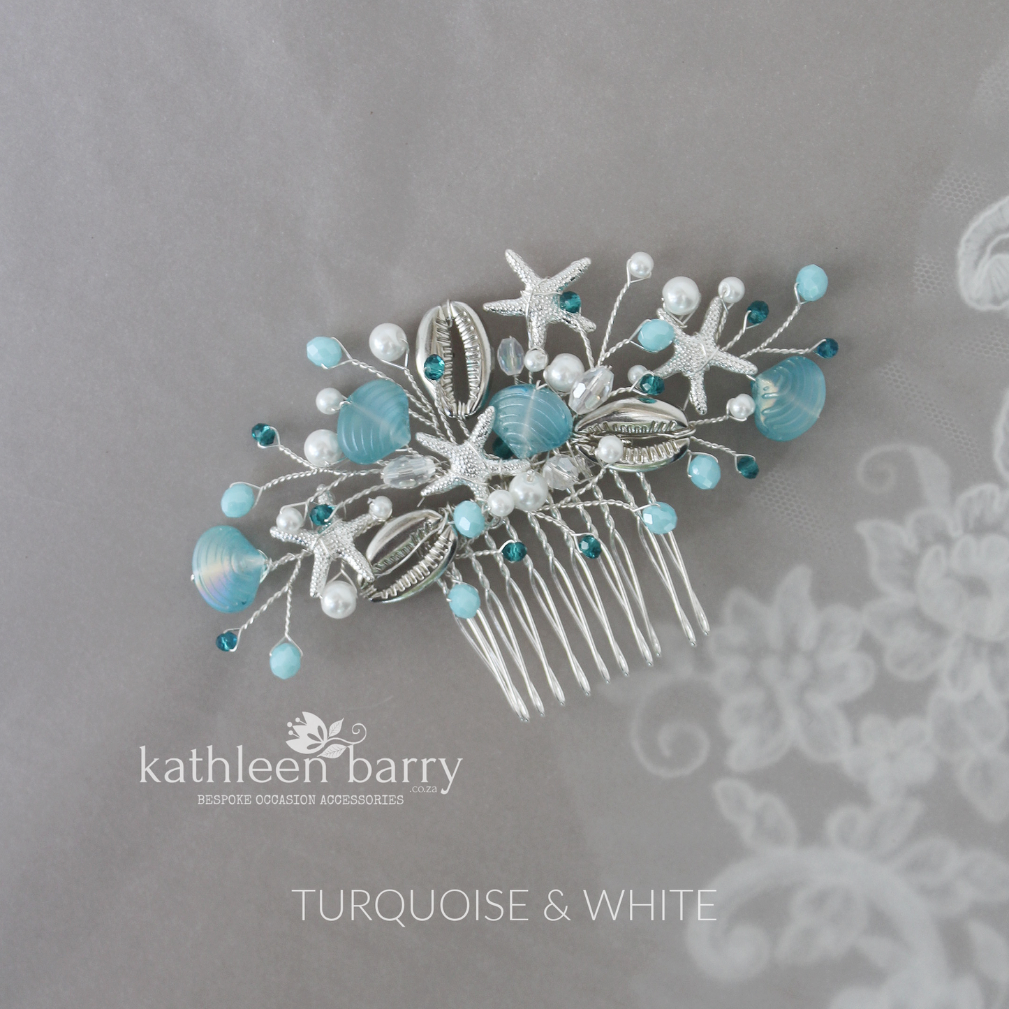 Starfish & shell Crystal and Pearl Bridal hair comb - Color and finish options available