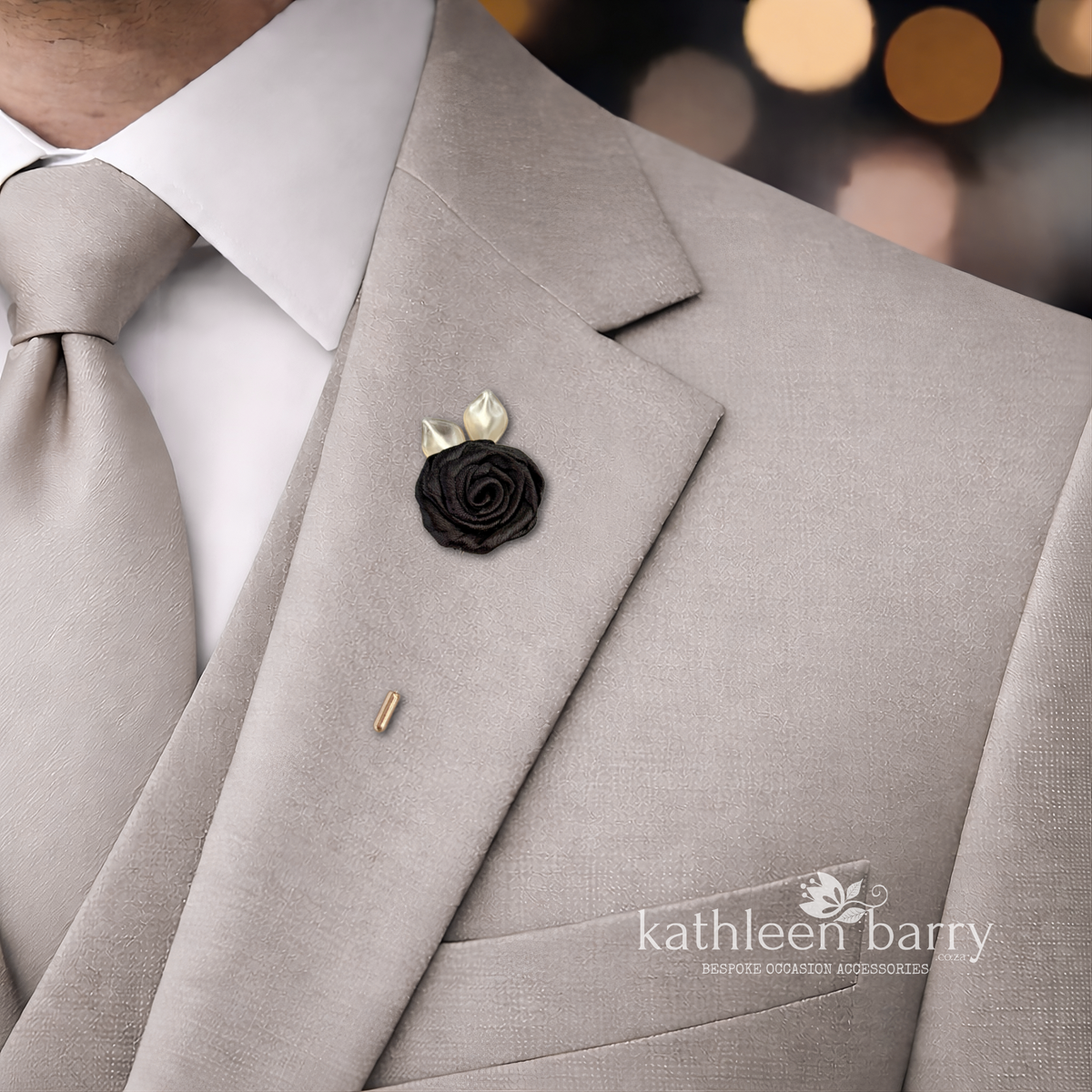 Handmade Fabric Rose Boutonnière – Custom Color Lapel Pin - Quick to despatch