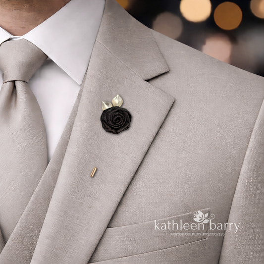 Handmade Fabric Rose Boutonnière – Custom Color Lapel Pin - Quick to despatch