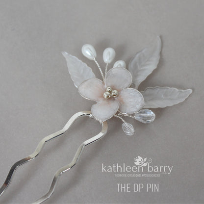 Tegan floral hair pin pearl and silver detailing - Color options available  - new style DP pin