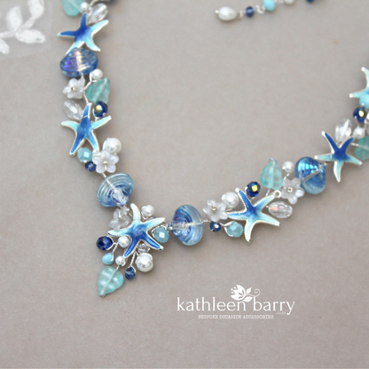 Beach theme statement wedding necklace starfish and shells bridal jewelry - Rose gold, gold or silver Custom colors to order STYLE: Tevin