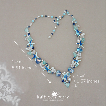 Beach theme statement wedding necklace starfish and shells bridal jewelry - Rose gold, gold or silver Custom colors to order STYLE: Tevin