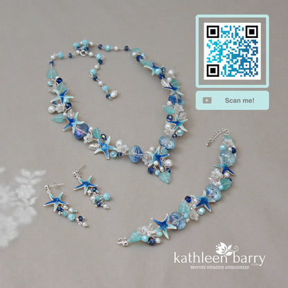 Beach theme statement wedding necklace starfish and shells bridal jewelry - Rose gold, gold or silver Custom colors to order STYLE: Tevin