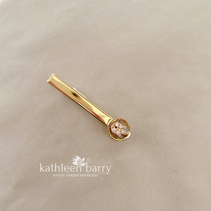 Leaf detail gold or mixed silver & gold, Cubic Zirconia Tie pin / clip formal wear groom / prom / Matric dance