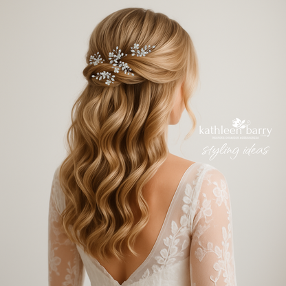 Dainty Bridal Hair Pins – Silver, Gold, or Rose Gold Finish STYLE: Yolanda