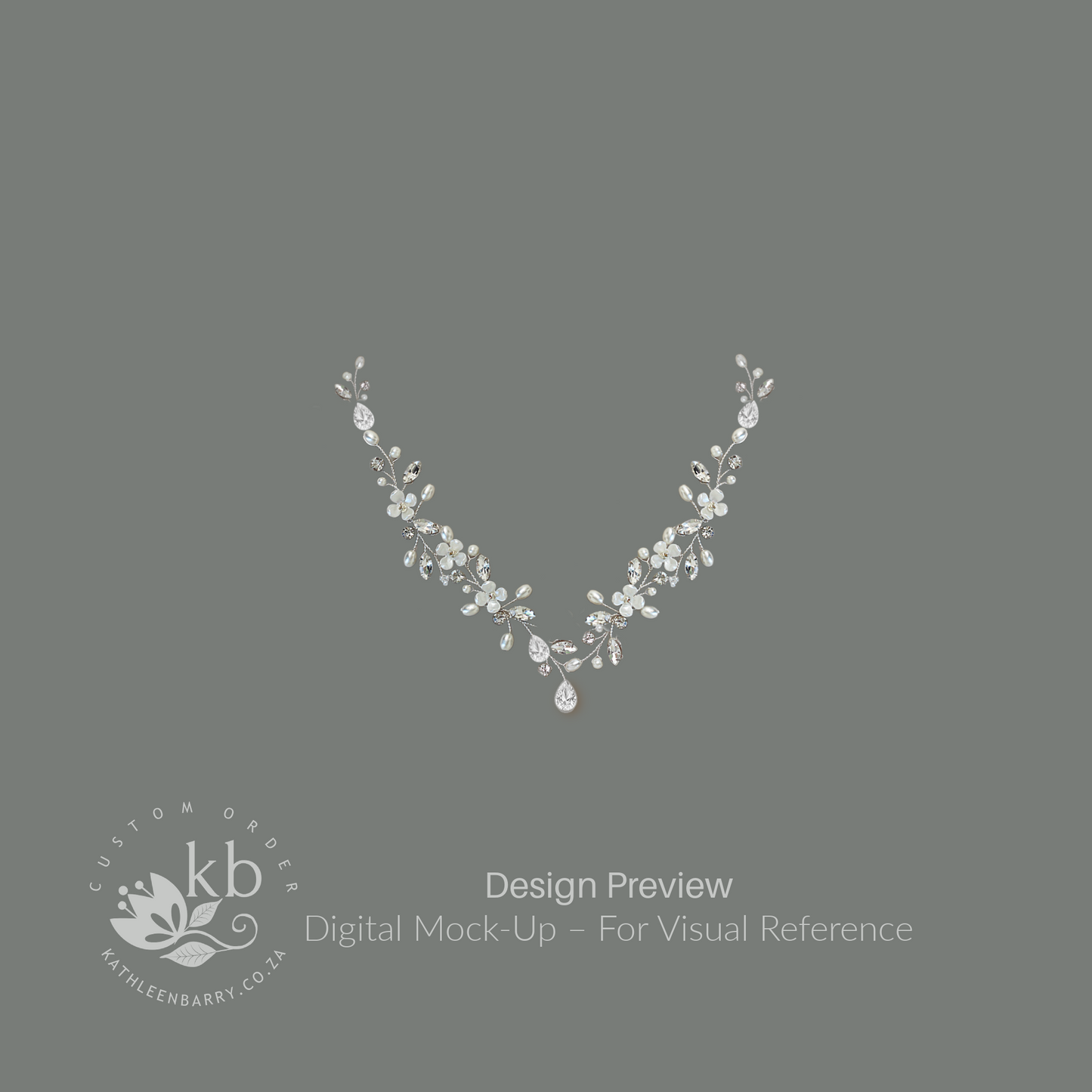 Yolanda statement floral wedding necklace - Available in Silver or gold finish, Clear Rhinestones