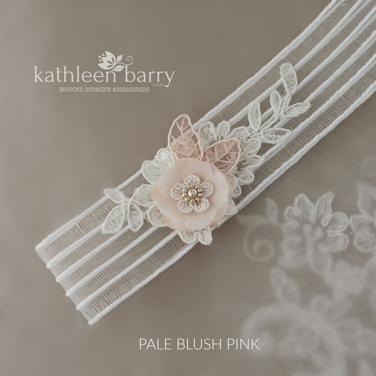 Yvonne garter ivory with flower detail and lace - Dusty blue - color options available