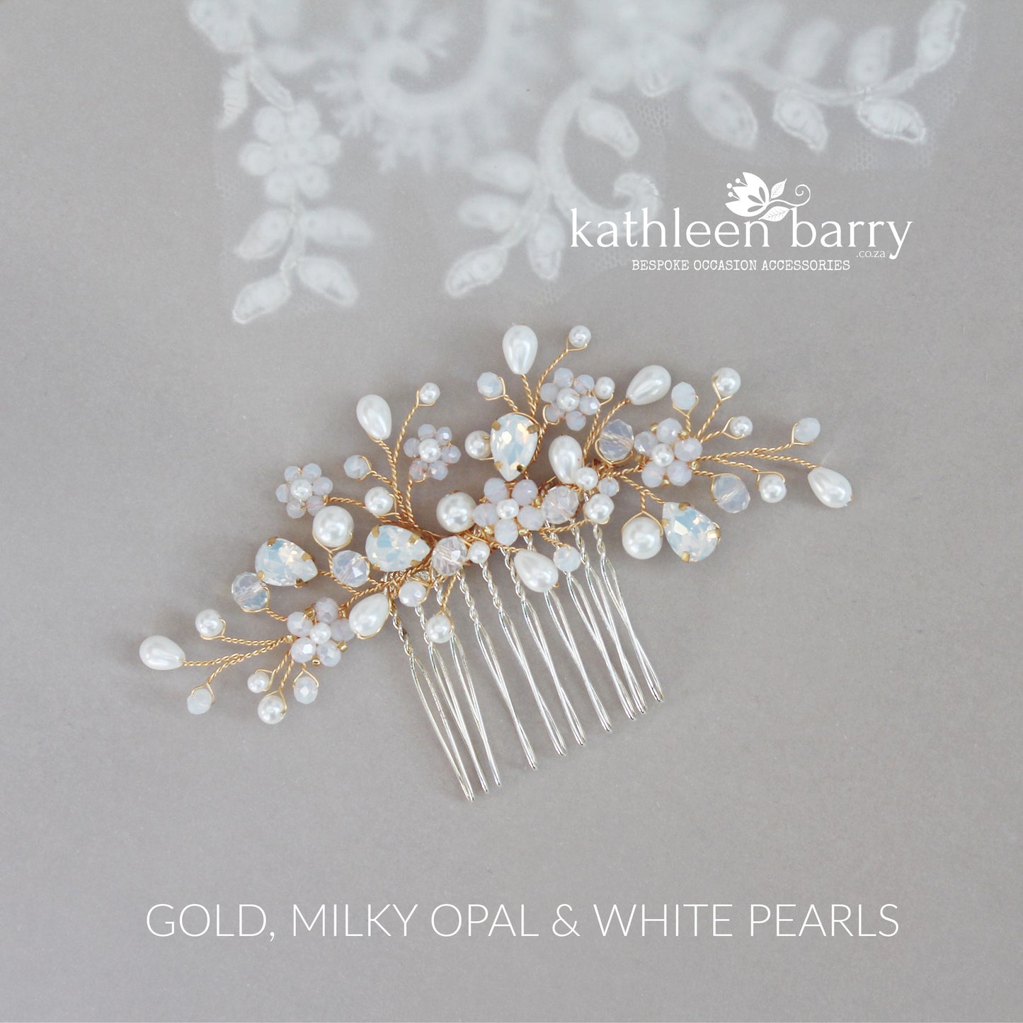 Dainty floral crystal pearl Rhinestone wedding hair comb available milky opal & assorted colors and finishes Gold, silver or rose gold STYLE: Bria