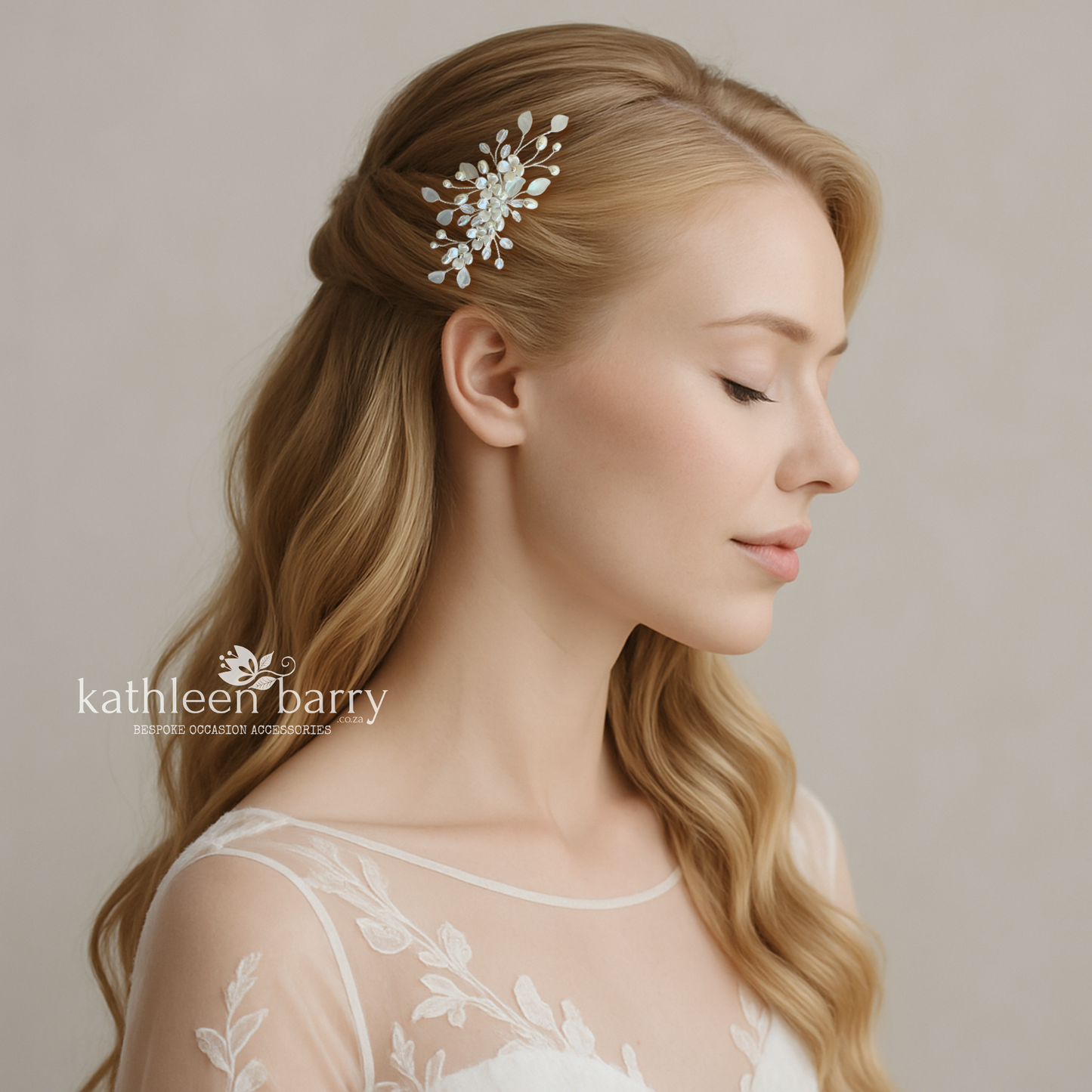 Dainty Bridal Hair Clip – Lightweight Floral Pearl Accessory – Silver, Gold or Rose Gold