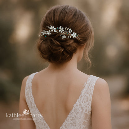 Hair vine custom order for Wendy - Bridal Hair Vine with Handmade Resin Flowers – Custom Colors – Flexible & Lightweight Wedding Hair Accessory