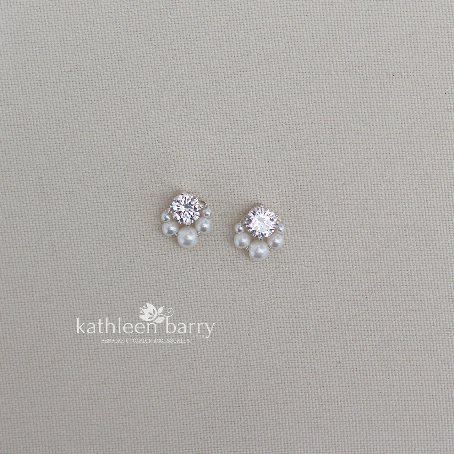 Dainty Cubic zirconia pearl stud earrings - Sterling silver only STYLE Carolyn
