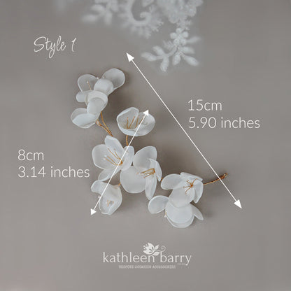 Cascading floral hair vine wedding hairpiece, silver gold or rose gold, mix and match style options - flower colors to order