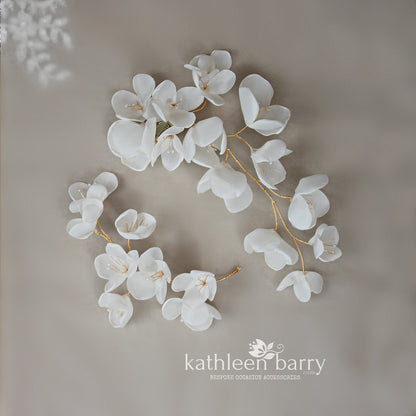 Cascading floral hair vine wedding hairpiece, silver gold or rose gold, mix and match style options - flower colors to order