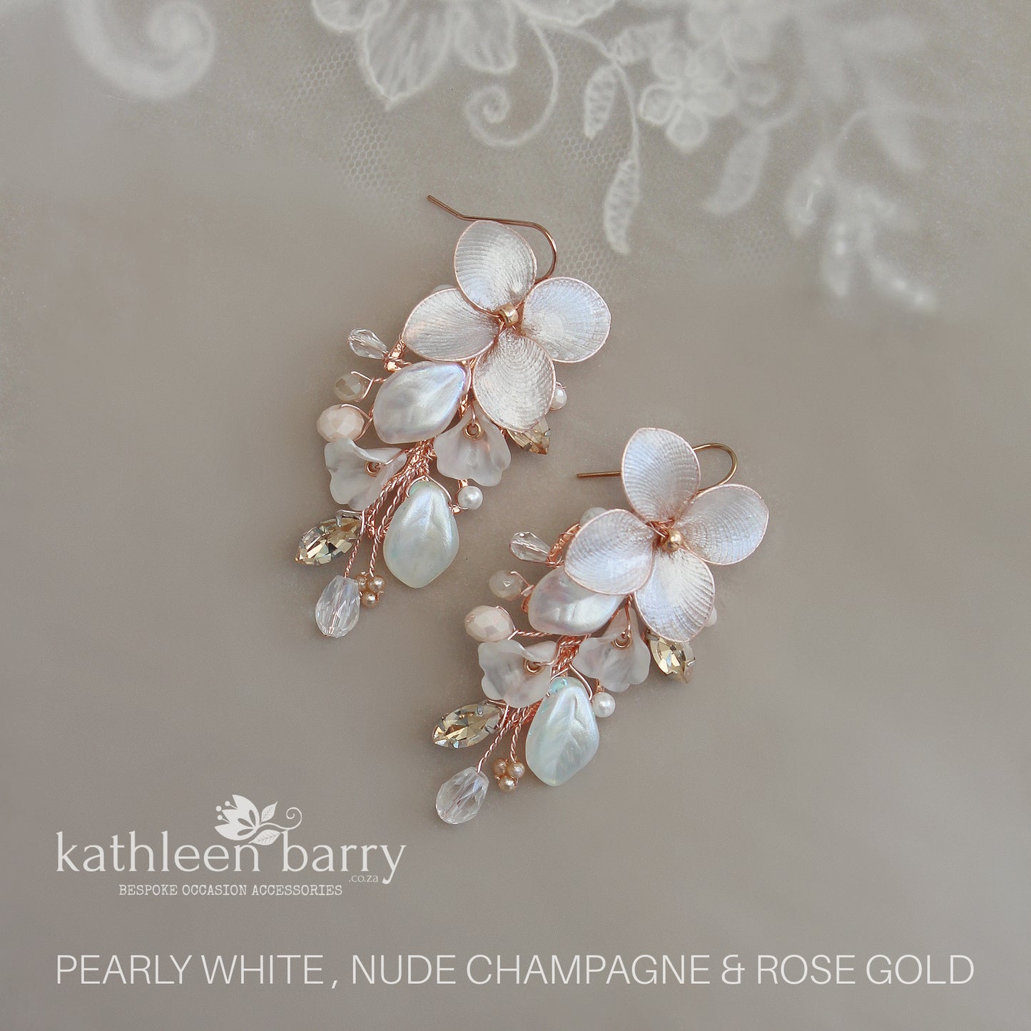 Cecile floral statement earrings - Floral, rhinestone and crystal & pearl- assorted colors available