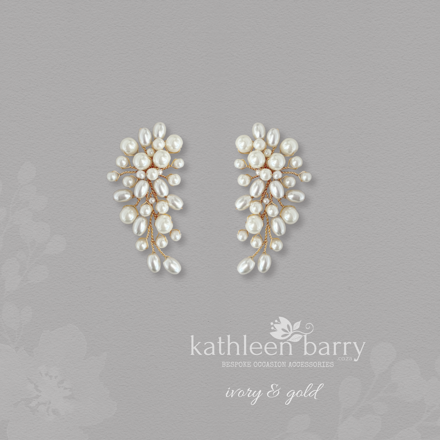 Élodie Pearl Cluster Chandelier Earrings – Bridal Cascade Studs, silver gold or rose-gold