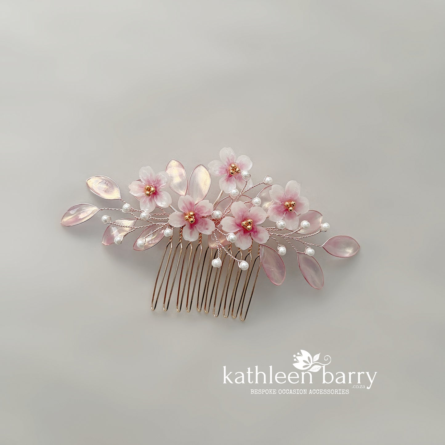 Sakura Cherry Blossom Hair Comb - Gold, silver or rose-gold colors to order wedding hair accessories