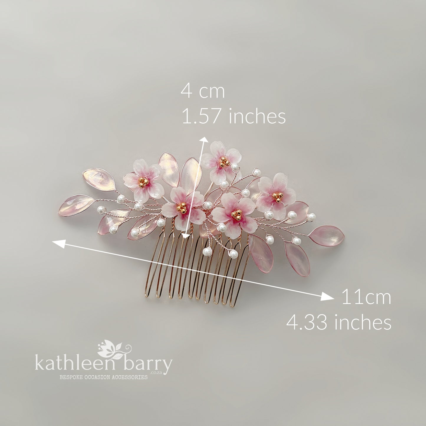 Sakura Cherry Blossom Hair Comb - Gold, silver or rose-gold colors to order wedding hair accessories