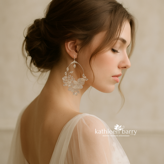Chloe Statement floral chandelier hoop wedding earrings - assorted colors available
