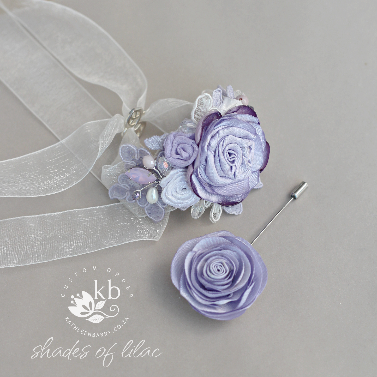 Claydon Everlasting Lace wrist corsage - Custom colors to order