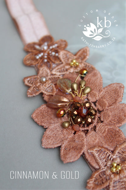 Coba custom color heirloom garter set (or individually) - Custom colors to order