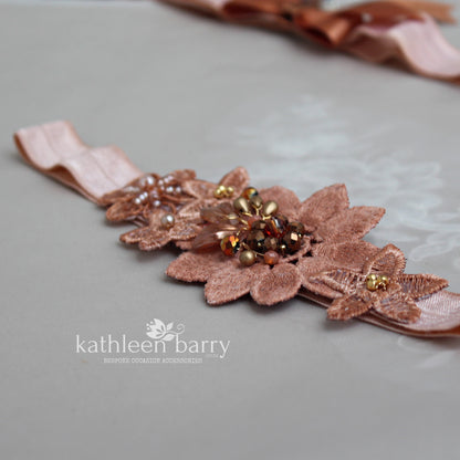 Coba custom color heirloom garter set (or individually) - Custom colors to order