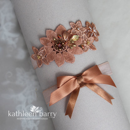 Coba custom color heirloom garter set (or individually) - Custom colors to order
