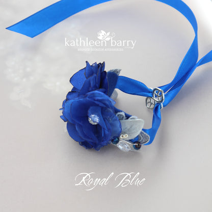 Theresa wrist corsage cuff bracelet - Navy & gold or colors to order