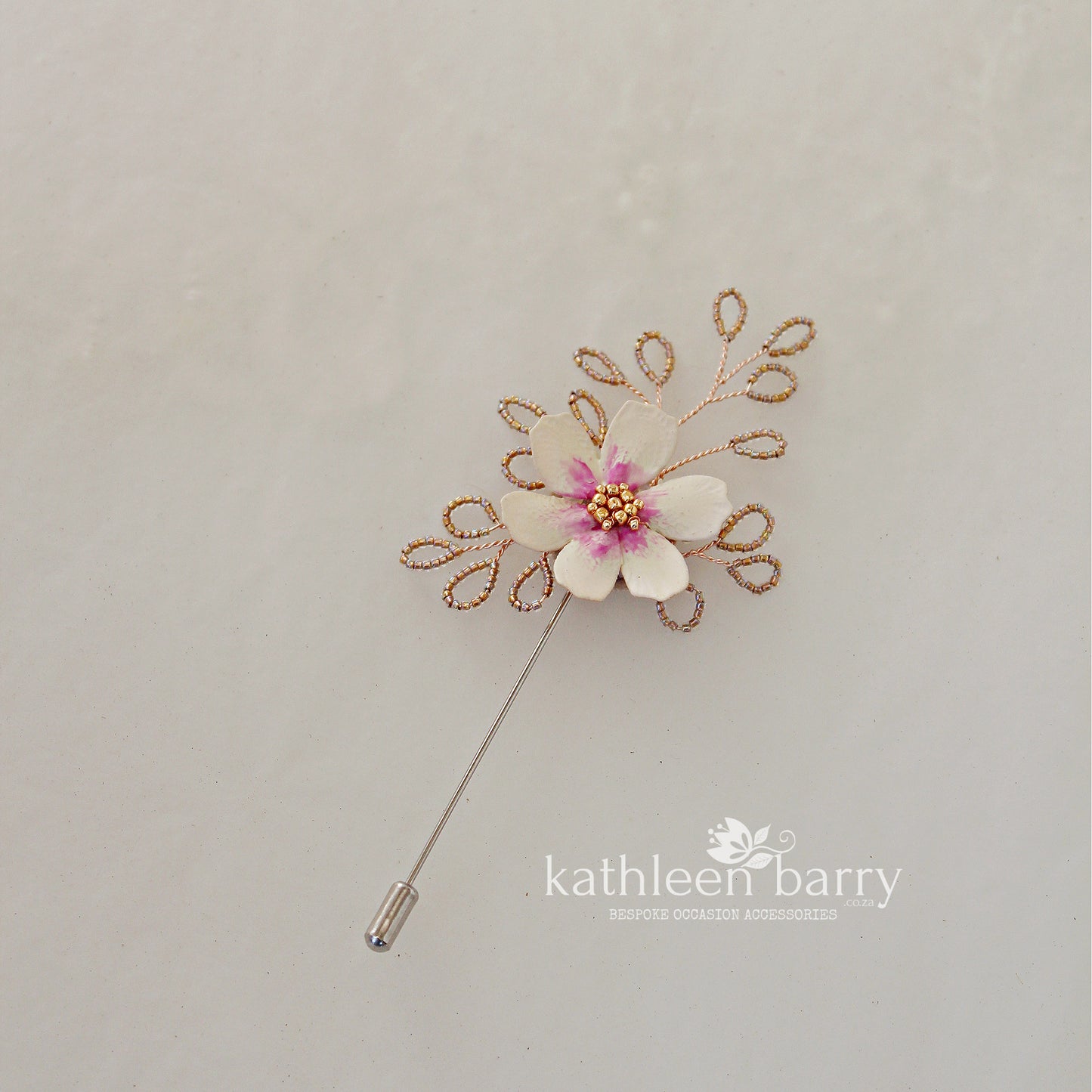 Enamel Cosmos daisy Flower Boutonnière / Lapel pin - Everlasting