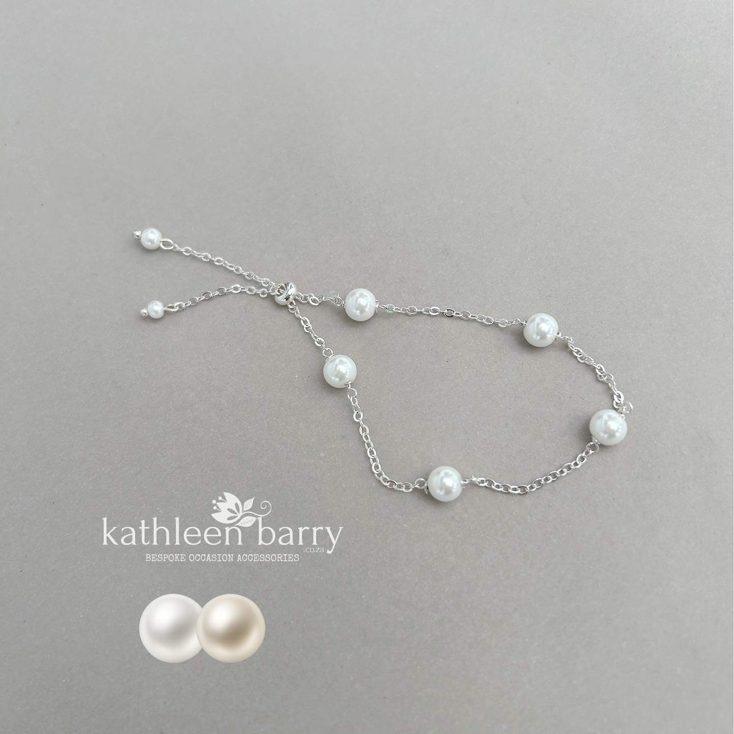 Modern Cubic zirconia pearl chain bracelet - Sterling silver or Rose gold / gold plated STYLE Carolyn