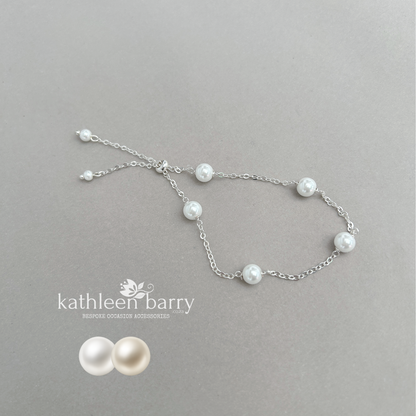 Modern Cubic zirconia pearl chain bracelet - Sterling silver or Rose gold / gold plated STYLE Carolyn