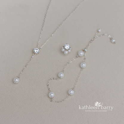 Modern Cubic zirconia pearl chain bracelet - Sterling silver or Rose gold / gold plated STYLE Carolyn