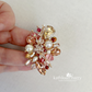 Handcrafted custom order brooch - Rhinestones, Cubic Zirconia and Pearls - custom colors to order