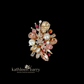 Handcrafted custom order brooch - Rhinestones, Cubic Zirconia and Pearls - custom colors to order