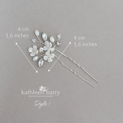 Dainty Bridal Hair Pins – Silver, Gold, or Rose Gold Finish STYLE: Yolanda