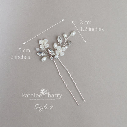 Dainty Bridal Hair Pins – Silver, Gold, or Rose Gold Finish STYLE: Yolanda