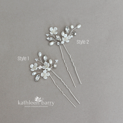 Dainty Bridal Hair Pins – Silver, Gold, or Rose Gold Finish STYLE: Yolanda
