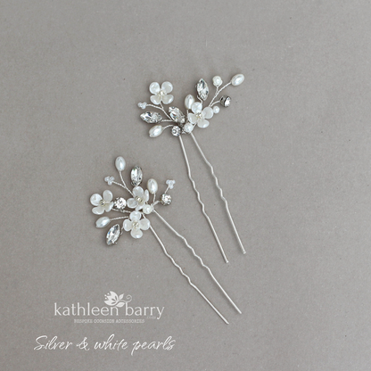 Dainty Bridal Hair Pins – Silver, Gold, or Rose Gold Finish STYLE: Yolanda
